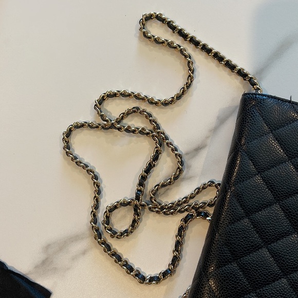 Chanel Wallet on Chain Gold Hardware Black Caviar Leather Cross Body Bag - Picture 13 of 17